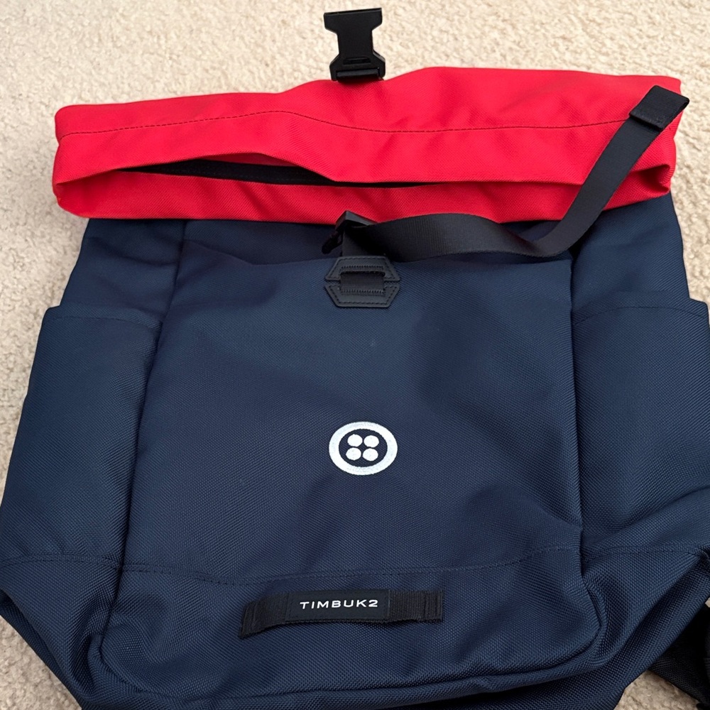 Timbuk2 Navy and Red Roll-Top Daypack